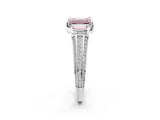 White gold Fancy Pink Emerald  Solitaire Pave Split Shank Ring with Four-Prong Setting_107