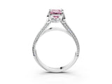 White gold Fancy Pink Emerald  Solitaire Pave Split Shank Ring with Four-Prong Setting_108