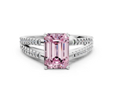 White gold Fancy Pink Emerald  Solitaire Split Shank Pavé Diamond Engagement Ring_418