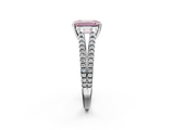 White gold Fancy Pink Emerald  Solitaire Split Shank Pavé Diamond Engagement Ring_420