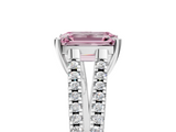 White gold Fancy Pink Emerald  Solitaire Split Shank Pavé Diamond Engagement Ring_423
