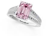 White gold Fancy Pink Emerald  Solitaire Split Shank Pavé Diamond Engagement Ring_423