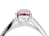 White gold Fancy Pink Emerald  Solitaire Split Shank Pavé Diamond Engagement Ring_426