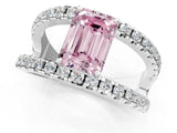 White gold Fancy Pink Emerald  Solitaire Split Shank Pave Diamond Ring_50