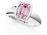 White gold Fancy Pink Emerald  Solitaire Tension Set Diamond Ring with Wide Band_21