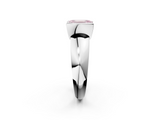 White gold Fancy Pink Emerald  Solitaire Tension Set Diamond Ring with Wide Band_22