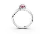 White gold Fancy Pink Emerald  Solitaire Tension Set Diamond Ring with Wide Band_23