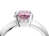White gold Fancy Pink Emerald  Solitaire Tension Set Diamond Ring with Wide Band_24