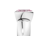 White gold Fancy Pink Emerald  Solitaire Tension Set Diamond Ring with Wide Band_25
