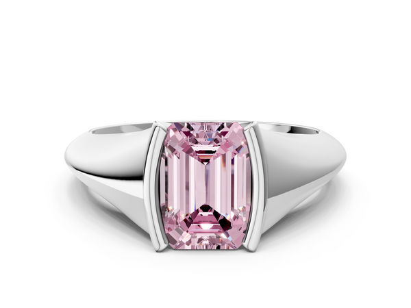 White gold Fancy Pink Emerald  Solitaire Tension Set Diamond Ring