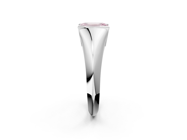 White gold Fancy Pink Emerald  Solitaire Tension Set Diamond Ring