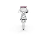 White gold Fancy Pink Emerald  Solitaire Twist Band Pavé Diamond Engagement Ring_33