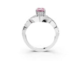 White gold Fancy Pink Emerald  Solitaire Twist Band Pavé Diamond Engagement Ring_35