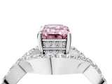 White gold Fancy Pink Emerald  Solitaire Twist Band Pavé Diamond Engagement Ring_35