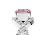 White gold Fancy Pink Emerald  Solitaire Twist Band Pavé Diamond Engagement Ring_36