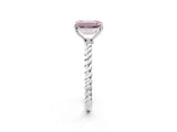 White gold Fancy Pink Emerald  Solitaire Twist Band Ring with Four-Prong Setting_165