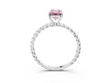 White gold Fancy Pink Emerald  Solitaire Twist Band Ring with Four-Prong Setting_167