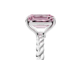 White gold Fancy Pink Emerald  Solitaire Twist Band Ring with Four-Prong Setting_168