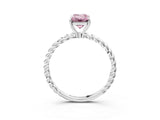 White gold Fancy Pink Emerald  Solitaire Twist Band Ring with Four-Prong Setting_19