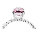 White gold Fancy Pink Emerald  Solitaire Twist Band Ring with Four-Prong Setting_20