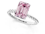 White gold Fancy Pink Emerald  Solitaire Twist Band Ring with Four-Prong Setting_61