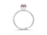 White gold Fancy Pink Emerald  Solitaire Twist Band Ring with Four-Prong Setting_87