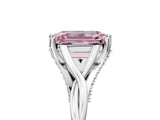 White gold Fancy Pink Emerald  Solitaire Twist Band Six-Prong Setting 5