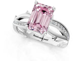 White gold Fancy Pink Emerald  Solitaire Twist Band with Pavé Accents and Four-Prong Setting_28