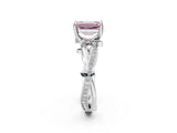White gold Fancy Pink Emerald  Solitaire Twist Band with Pavé Accents and Four-Prong Setting_29