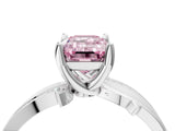 White gold Fancy Pink Emerald  Solitaire Twist Band with Pavé Accents and Four-Prong Setting_31