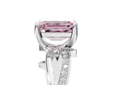 White gold Fancy Pink Emerald  Solitaire Twist Band with Pavé Accents and Four-Prong Setting_32