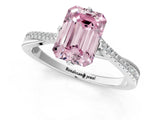 White gold Fancy Pink Emerald  Solitaire Twist Band with Pavé Diamonds and Four-Prong Setting_80