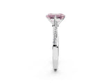 White gold Fancy Pink Emerald  Solitaire Twist Band with Pavé Diamonds and Four-Prong Setting_81