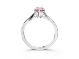 White gold Fancy Pink Emerald  Solitaire Twist Band with Pavé Diamonds and Four-Prong Setting_82