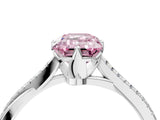White gold Fancy Pink Emerald  Solitaire Twist Band with Pavé Diamonds and Four-Prong Setting_83