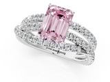 White gold Fancy Pink Emerald  Solitaire Twist Band with Pavé Setting and Four-Prong Setting_92