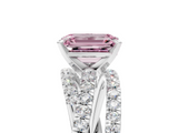 White gold Fancy Pink Emerald  Solitaire Twist Band with Pavé Setting and Four-Prong Setting_95