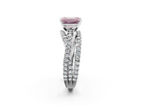 White gold Fancy Pink Emerald  Solitaire Twist Band with Pavé Setting and Four-Prong Setting_96