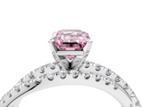 White gold Fancy Pink Emerald  Solitaire Twist Band with Pavé Setting and Four-Prong Setting_98