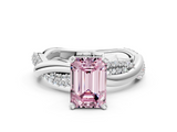 White gold Fancy Pink Emerald  Solitaire Twist Band with Pave Prong Setting_28