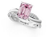 White gold Fancy Pink Emerald  Solitaire Twist Band with Pave Prong Setting_29