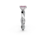 White gold Fancy Pink Emerald  Solitaire Twist Band with Pave Prong Setting_30