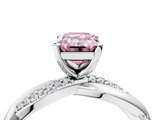 White gold Fancy Pink Emerald  Solitaire Twist Band with Pave Prong Setting_32