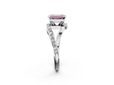 White gold Fancy Pink Emerald  Solitaire Twist Band with Pave Set Diamonds and Four-Prong Setting_110