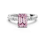 White gold Fancy Pink Emerald  Solitaire Twisted Band Prong Set Engagement Ring_85