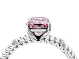 White gold Fancy Pink Emerald  Solitaire Twisted Band Prong Set Engagement Ring_86