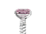 White gold Fancy Pink Emerald  Solitaire Twisted Band Prong Set Engagement Ring_87