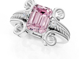 White gold Fancy Pink Emerald  Solitaire Twisted Band Scroll Prong Ring_4