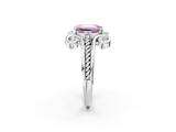 White gold Fancy Pink Emerald  Solitaire Twisted Band Scroll Prong Ring_5