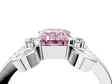White gold Fancy Pink Emerald  Solitaire Twisted Band Scroll Prong Ring_7